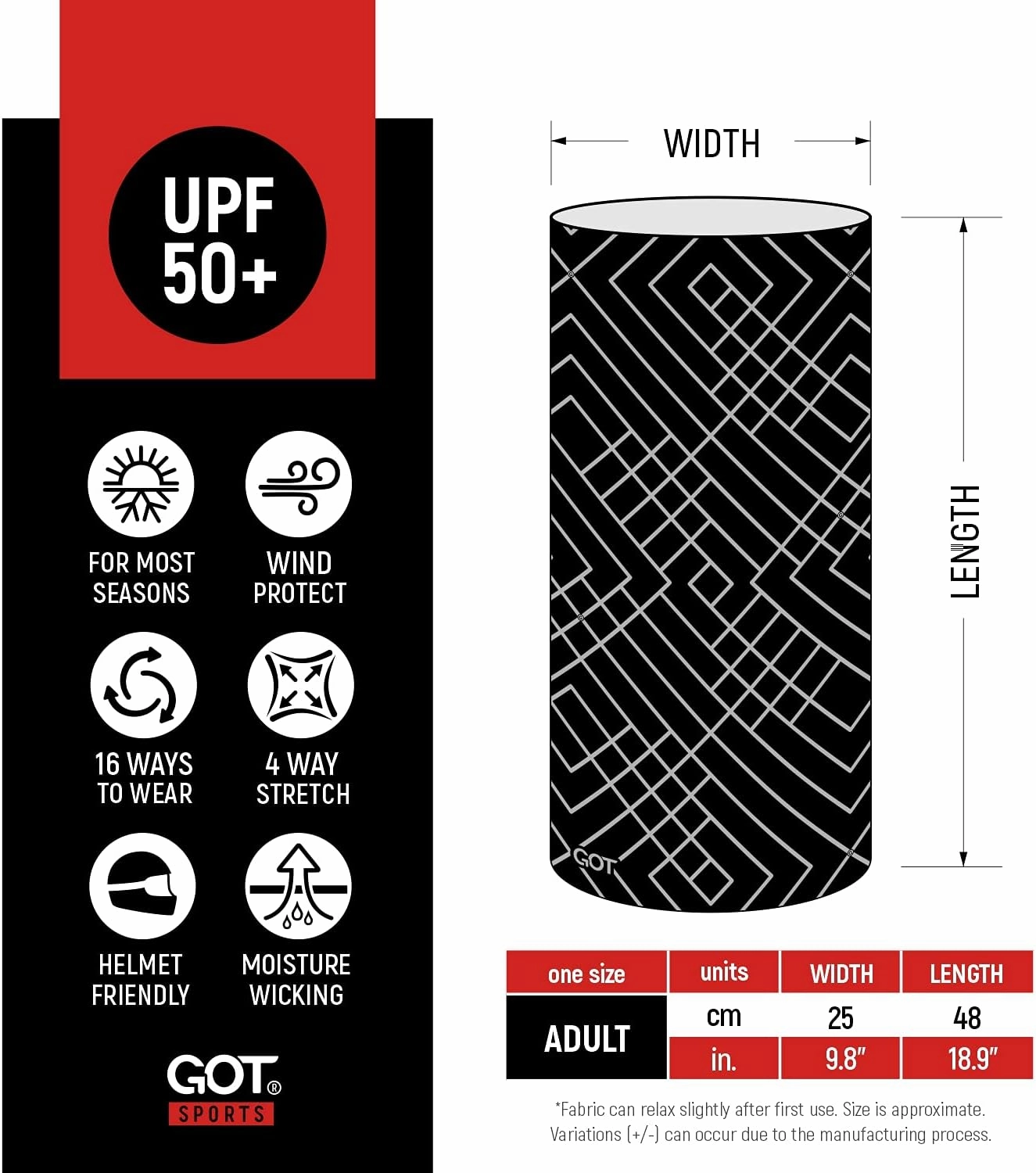 GOT Sports UPF 50  Fishing Neck Gaiter - UV Face Mask Sun Protection for Men & Women - Camo SPF Face Cover Gator