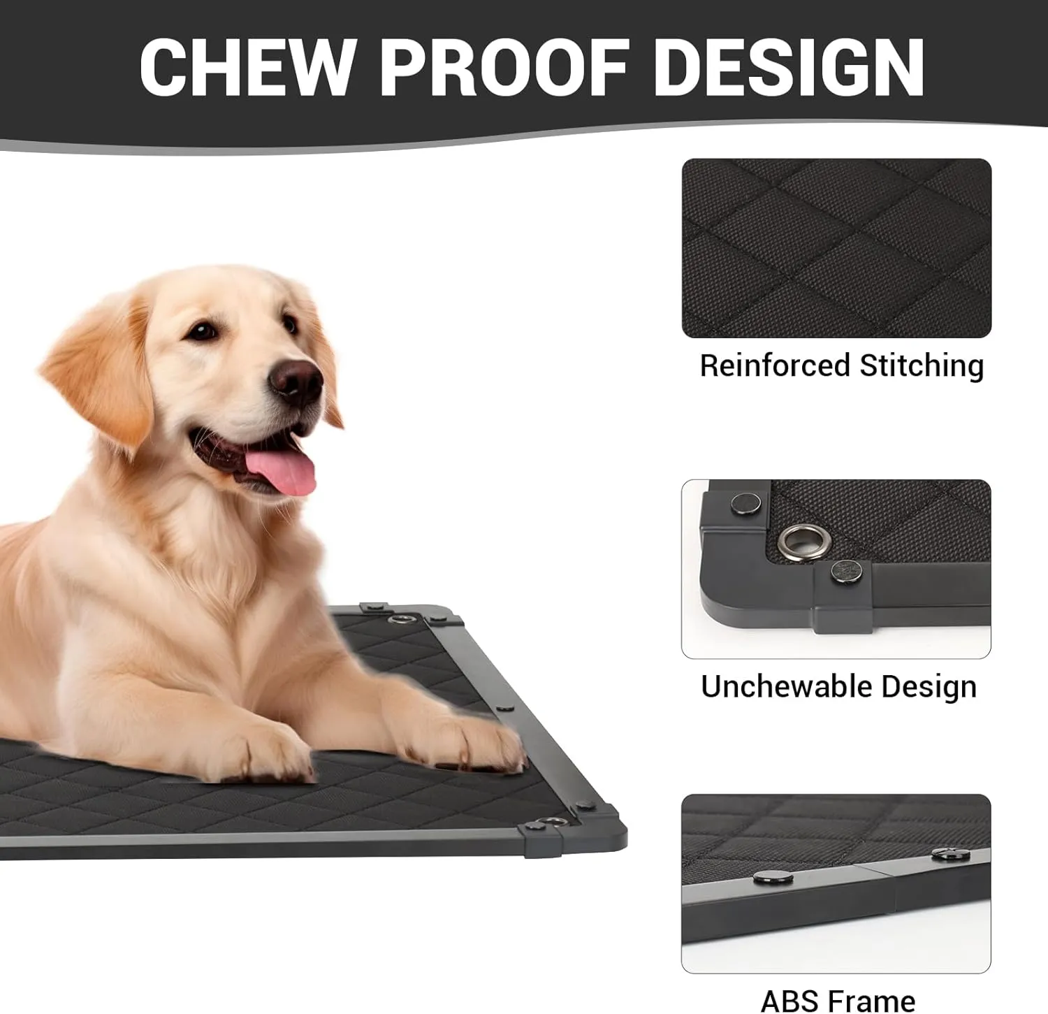GRENTY Chew Proof Dog Crate Pad for Aggressive Chewers, Indestructible Dog Bed, Waterproof Crate Pads for Cages, Durable Crate Mat for Small Pet（23x17 in）