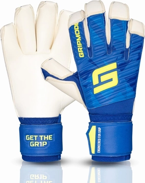 GRIPMODE Classic Blue Roll Finger Goalkeeper Gloves Adult and Child with Griptec® Latex Lining I Suitable in All Weather I Football Goal Protection for Children, Teenagers & Adults