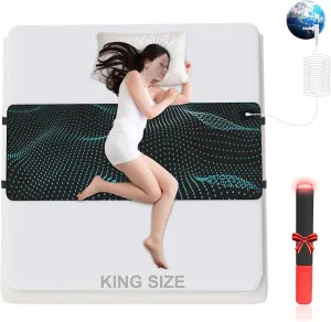 Grounding Mat for Bed - Earth Grounding Mats, PU Leather Grounded Pad for Improve Sleep, Relaxation, Balanced Energy, Conductive Grounding Mattress Pad with Adjustable Straps (King (27 * 78 in))