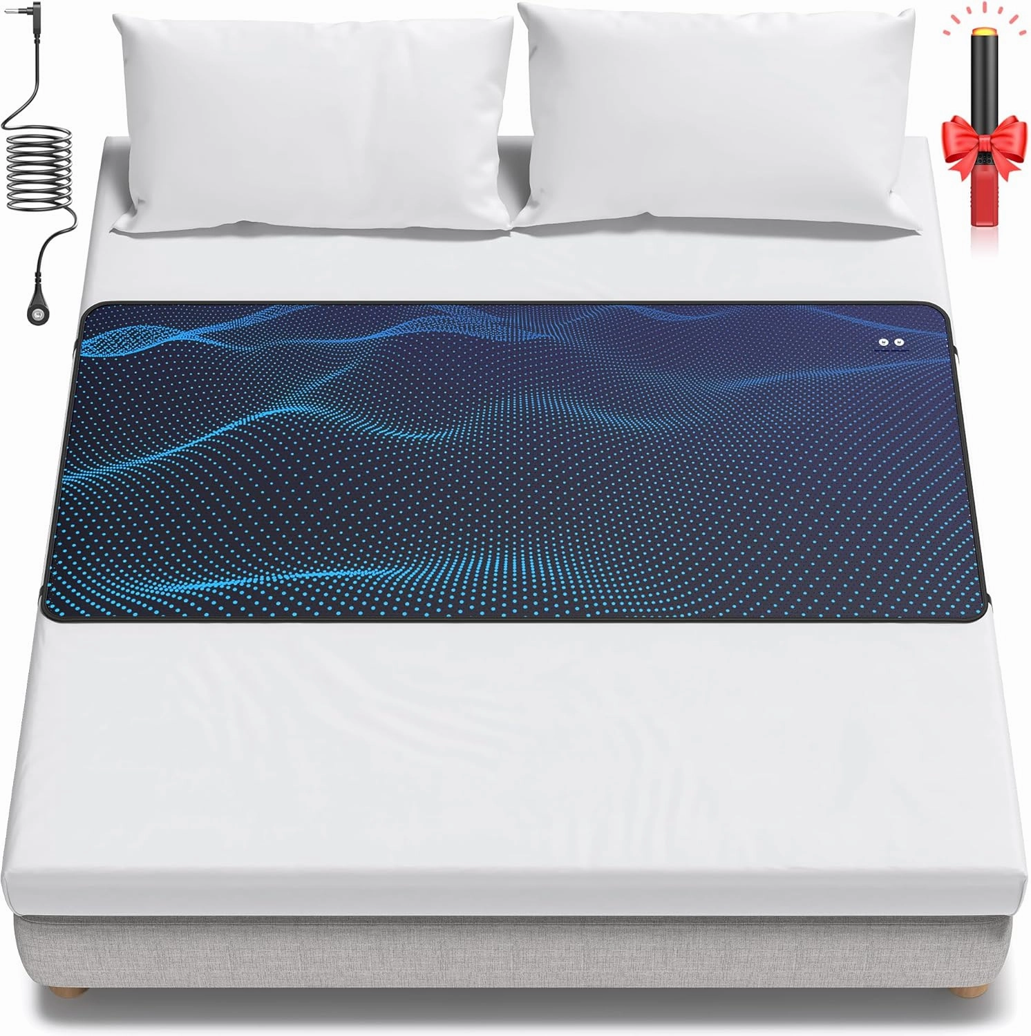 Grounding Mat for Bed, Grounding Sheets Earth Connected Grounded Pad for Sleeping, Grounded Mat Mattress Cover Earth Kit, Cord & Tester Included (Queen)