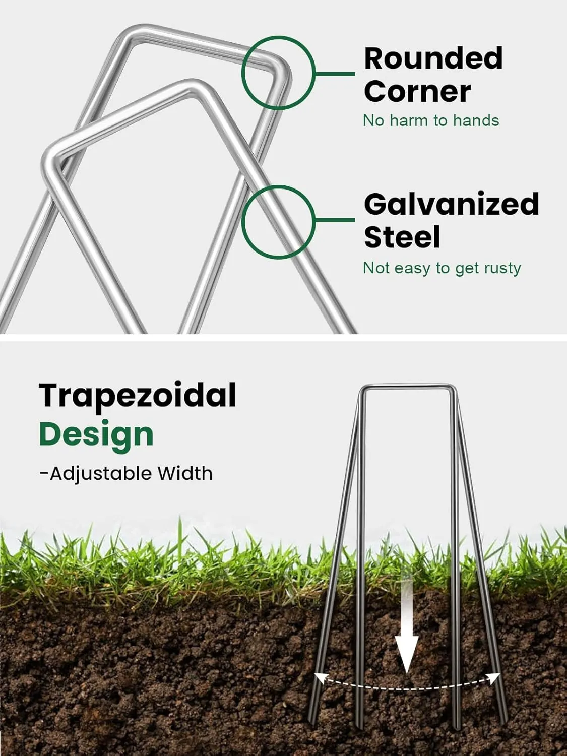 GROWNEER Landscape Staples 100 Packs 6 Inches Heavy Duty 11 Gauge Galvanized Steel Garden Stakes, Garden Staples Securing Pegs for Securing Weed Fabric Landscape Fabric Netting Ground Sheets & Fences