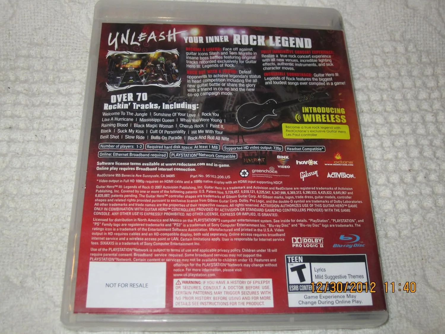 Guitar Hero III: Legends of Rock - Playstation 3 (Game only)