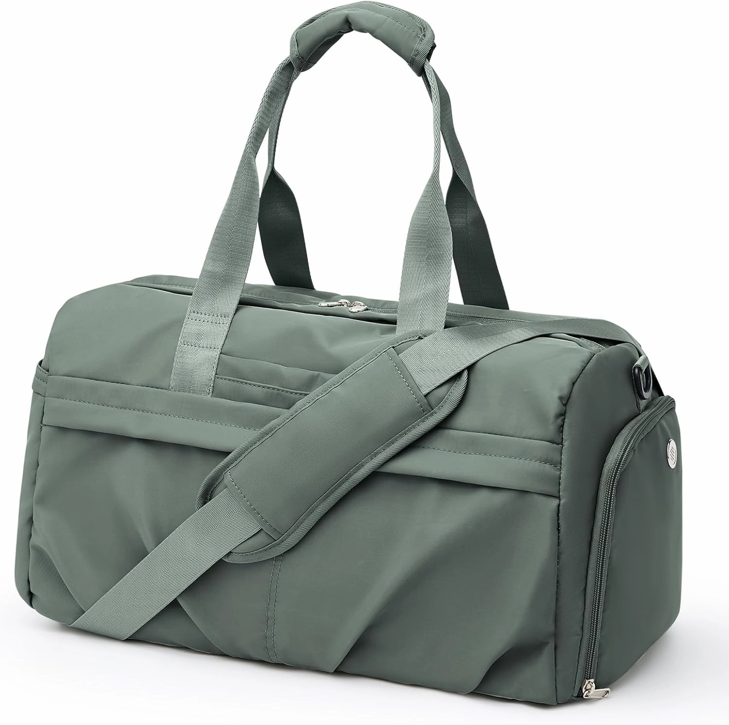 Gym Bag for Women Men with Shoe Compartment, Sport Duffel Bag, Waterproof Travel Weekender Overnight Carry on Bag for Yoga with Trolley Sleeve, Green