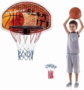 GYMAX Mini Basketball Hoop, 29" x 20" Wall Mounted Hoop with Spare Net, Portable Shatterproof Basketball Backboard, All Weather Basketball Hoop for Kids Teens Adults, Indoor/Outdoor Play Set Bedroom