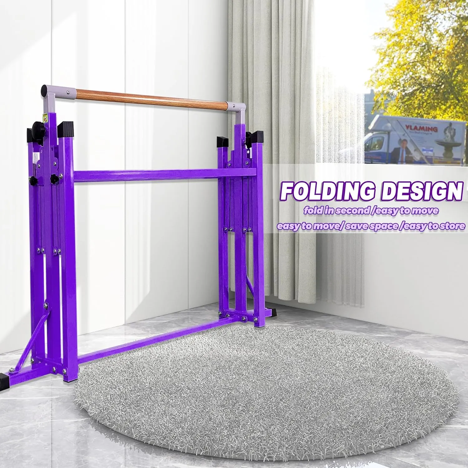 Gymnastic Bar for Kid and Teenage Ages 3-25, 5 FT / 6 FT Base Length, 5 FT / 6 FT Height, Gymnastic Kip Bar Horizontal Bar for Gymnast, Gymnastic Training Equipment for Home and Club Use