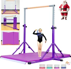 Gymnastic Bar for Kid and Teenage Ages 3-25, 5 FT / 6 FT Base Length, 5 FT / 6 FT Height, Gymnastic Kip Bar Horizontal Bar for Gymnast, Gymnastic Training Equipment for Home and Club Use