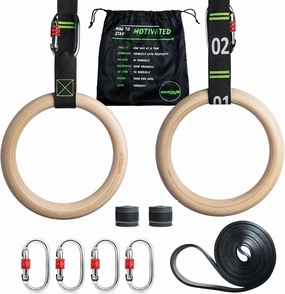 Gymnastic Rings with Adjustable Straps, 1.1" Olympic Rings, Calisthenics Rings Equipment, Gym Rings with Straps for Home Workout, Outdoor Exercise Rings, Crossfit Pull Up Row Dip Ring Training