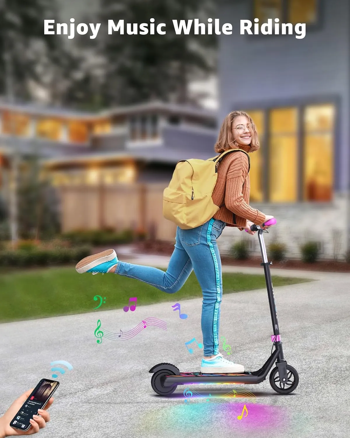Gyroor H30 Max Electric Scooter for Kids, LED Dispaly, 150W Powerful Motor, Dual Brake System, Adjustable Height and Speed, Best Presents for Kids
