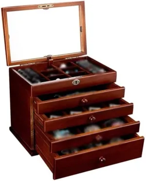 Habrur Jewelry Case Jewelry Box Jewelry Organizer Wooden Jewelry Box Storage Box with Lock Multi-Layer Large Capacity Jewelry Box Suitable for Ring Watch Necklace Jewelry Storage