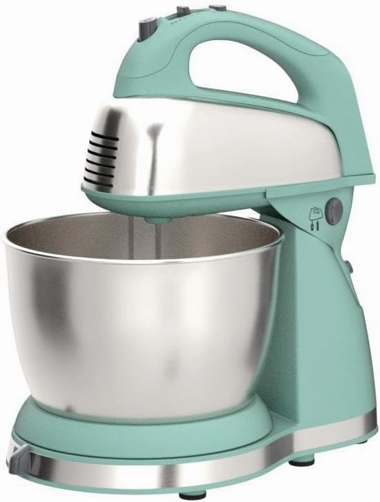 Hamilton Beach Classic Stand and Hand Mixer, 4 Quarts, 6 Speeds with QuickBurst, Bowl Rest, 290 Watts Peak Power, Blue (64658)