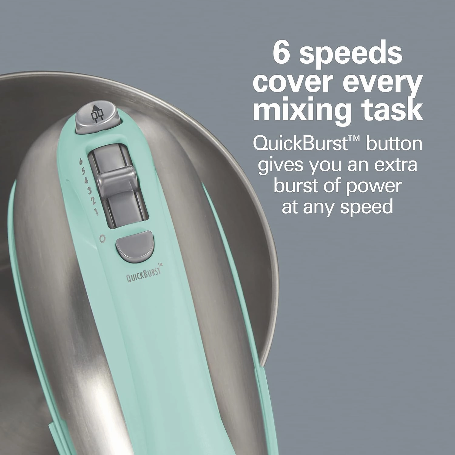 Hamilton Beach Classic Stand and Hand Mixer, 4 Quarts, 6 Speeds with QuickBurst, Bowl Rest, 290 Watts Peak Power, Blue (64658)