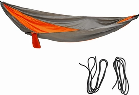 Hammock for Camping, Portable Swing with Rope for Beach, Patio, Hiking - Indoor & Outdoor, Silver Gray Orange