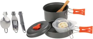 HANABASS Portable Camping Cookware Stove Set for 1-2 People Skillet Picnic Cooking Kit Utensils Orange
