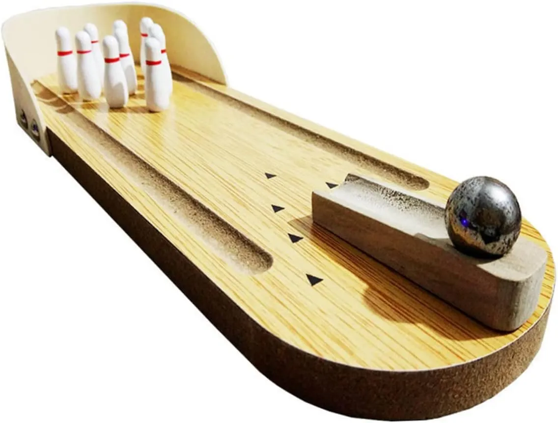 HANABASS Wooden Mini Bowling Game Set Desktop Bowling Toy for Boys and Girls Adults Bar School