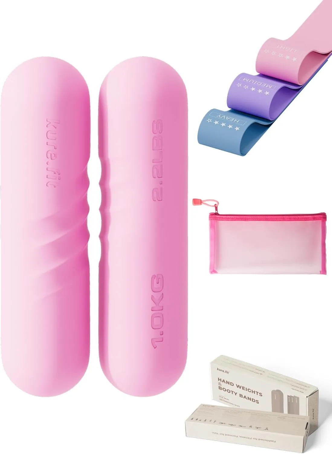 Hand Weight Bars for Women (2.2 LB) | Resistance Booty Bands | Pilates, Yoga, Dance, Aerobics, Running, Cardio, Gym, Strength Training | Non-Slip | Portable Dumbbells | Women & Men
