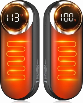 Hand Warmers Rechargeable,12000mAh Electric Hand Warmers with Light, 2 Pack Pocket Hot Hands Reusable Up to 20 Hours, Double Sided Heat Portable Heater for Hunting, Camping Gear, Stocking Stuffers