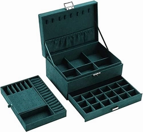 Handcrafted Velvet Jewelry Organizer Box - Multi-Layer Portable Storage Case for Rings, Earrings, Necklaces - Ideal Gift for Her (Green)