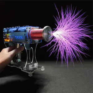 Handheld Tesla Coil Gun, Plasma Coil Desktop Toy Science Education Kit, Arc Length Adjustable Max 10cm, Single Trigger   Automatic Trigger, Teaching Experiment Tool Teen Boy Gifts