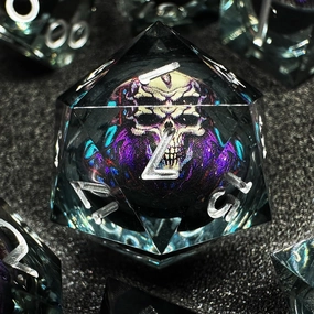 HAOMEJA Skull D&D Monster Resin Dice Set DND Skeleton 7 PCS Sharp Edges Dice with Gift Dragon Eye Bag Apply to Dungeons and Dragons Role Playing Game Gift (Skull B & Black)