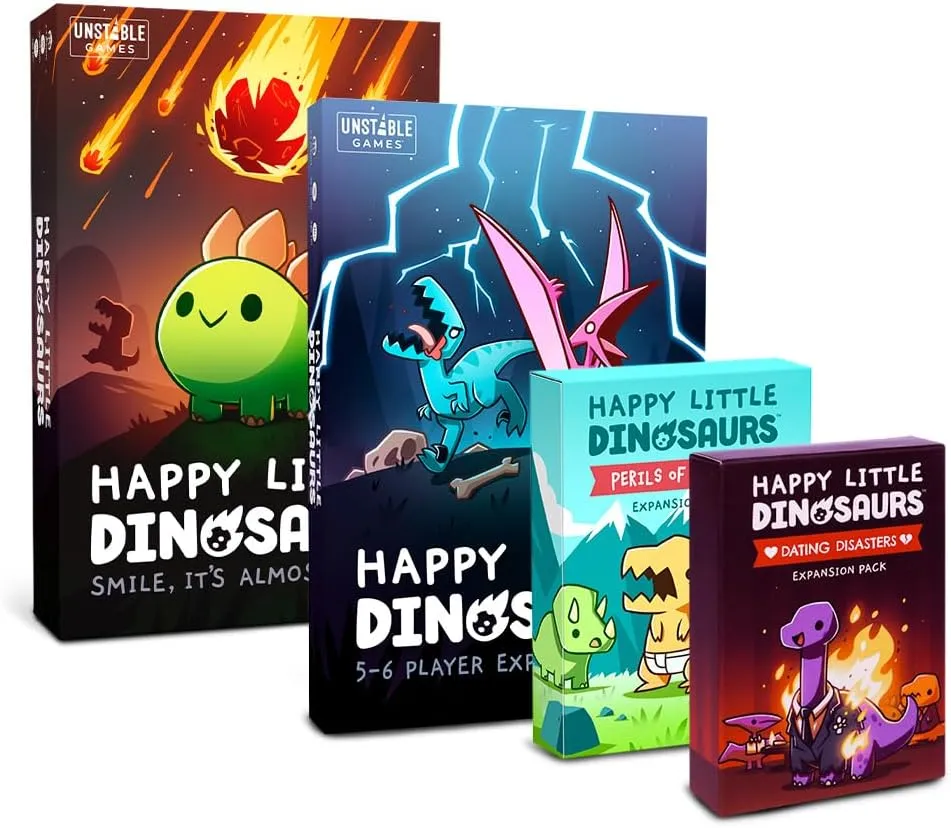 Happy Little Dinosaurs Base Game - Competitive Sabotage Funny Card Game For Kids, Teens, Adults - 2-4 Players, Hand Management