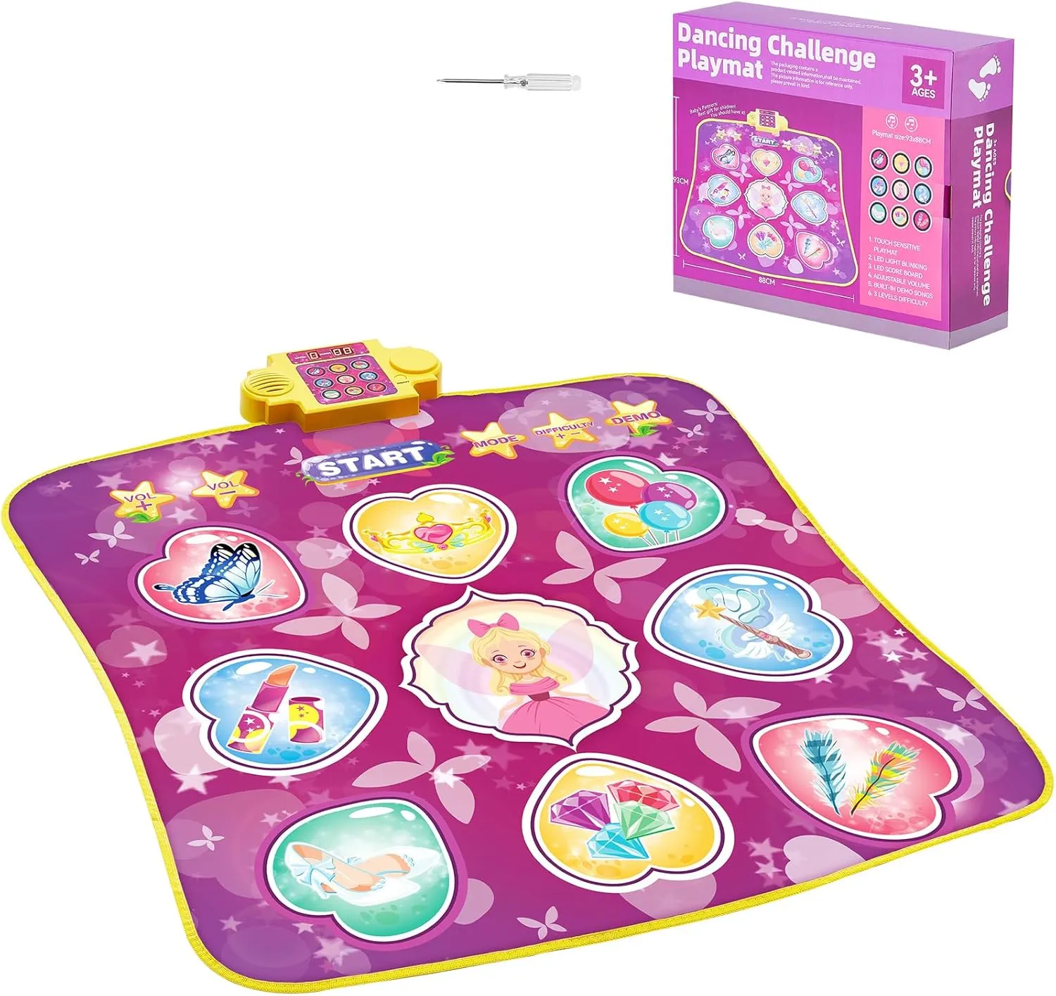Happybuy Dance Mat, 9-Button Rhythm Step Play Mat, Electronic Pad with 3 Game Modes, Adjustable Volume, Built-in Music, 8 Challenge Levels, Birthday Toys Gifts for 3  Year Old Girls