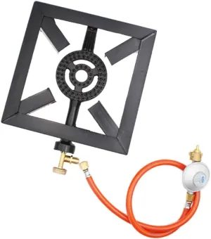 Happyyami German Style Outdoor Propane Stove Camping Cook Set Sturdy Iron Frame Hose Regulator