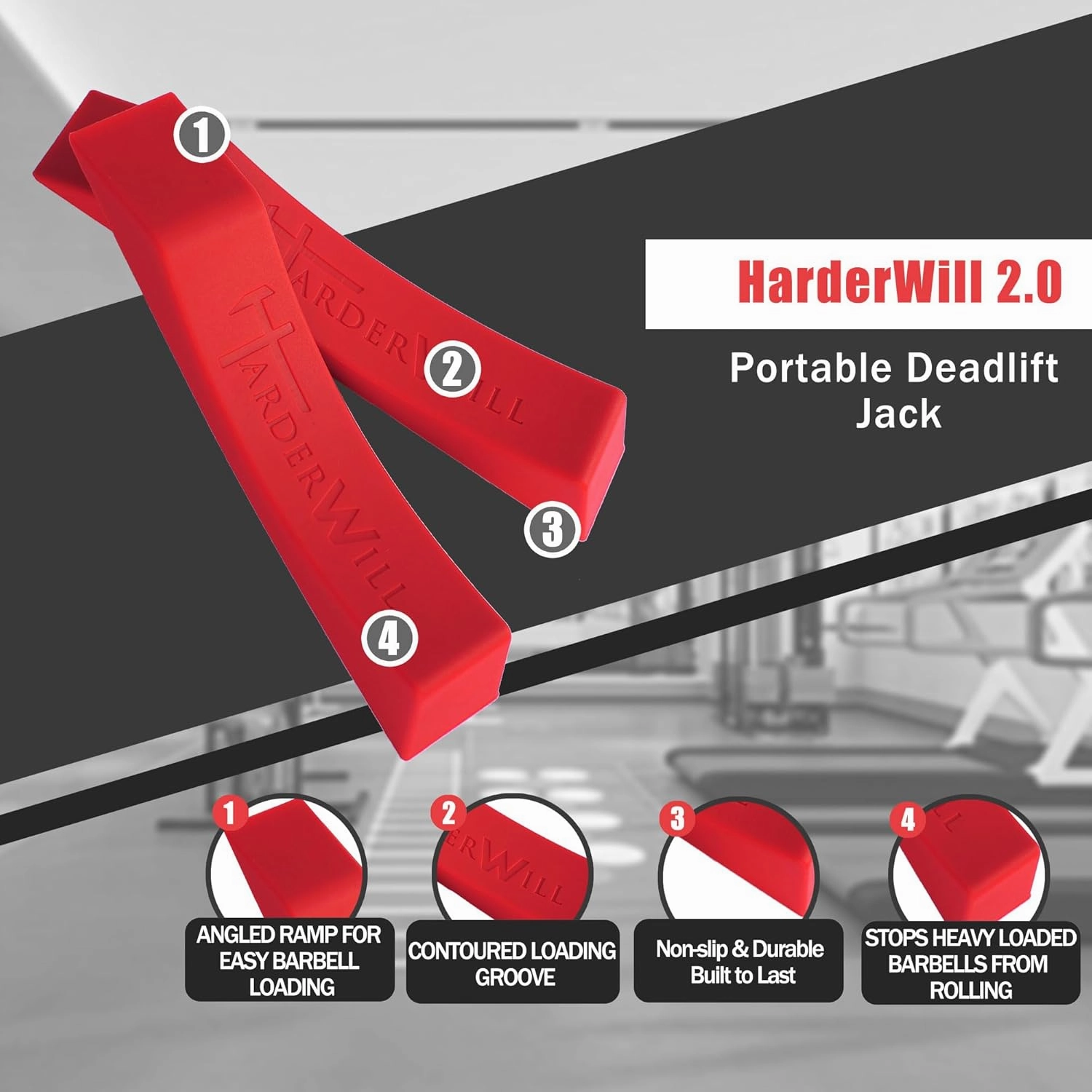 HarderWill Deadlift Jack Alternative (1 Pair) Easy to Load and Unload Weight Plates, Perfect for Deadlift, Crossfit, Powerlifting, Weightlifting, Home Gym for Your Gym Bag