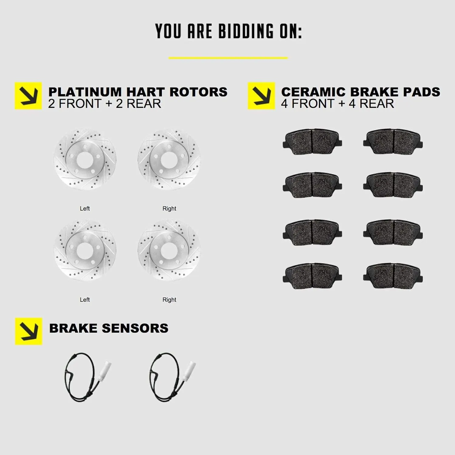 Hart Brakes Front Rear Brakes and Rotors Kit |Front Rear Brake Pads| Brake Rotors and Pads| Ceramic Brake Pads and Rotors |fits 2011-2015 Mini Cooper