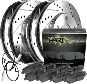 Hart Brakes Front Rear Brakes and Rotors Kit |Front Rear Brake Pads| Brake Rotors and Pads| Ceramic Brake Pads and Rotors |fits 2011-2015 Mini Cooper