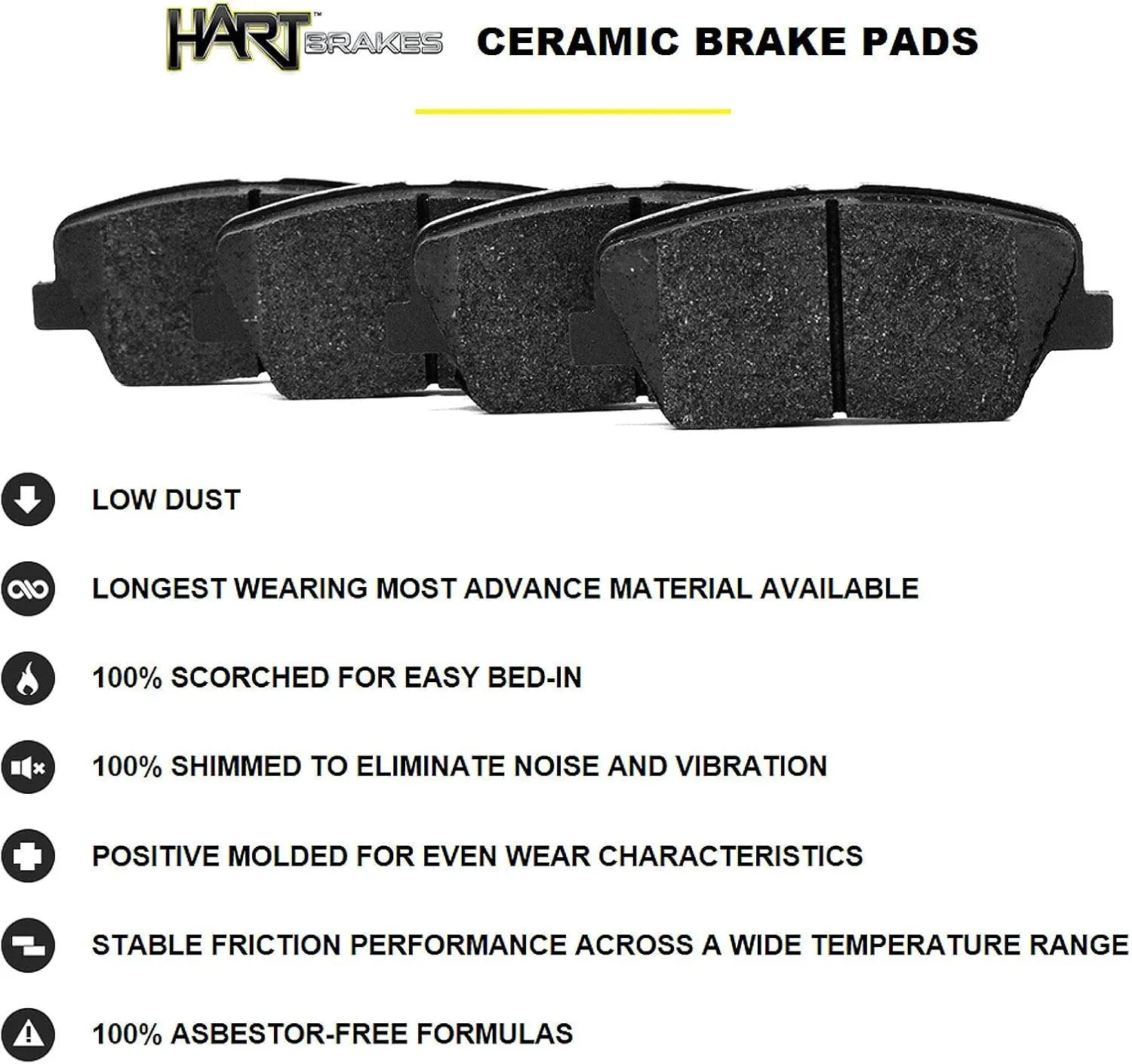 Hart Brakes Front Rear Brakes and Rotors Kit |Front Rear Brake Pads| Brake Rotors and Pads| Ceramic Brake Pads and Rotors |fits 2011-2015 Mini Cooper