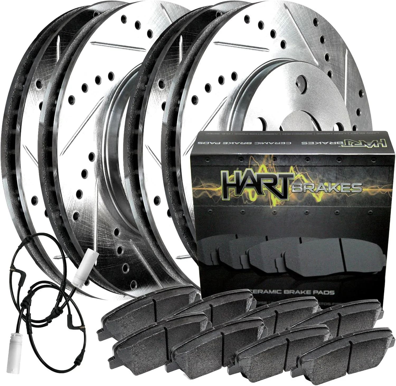 Hart Brakes Front Rear Brakes and Rotors Kit |Front Rear Brake Pads| Brake Rotors and Pads| Ceramic Brake Pads and Rotors |fits 2011-2015 Mini Cooper