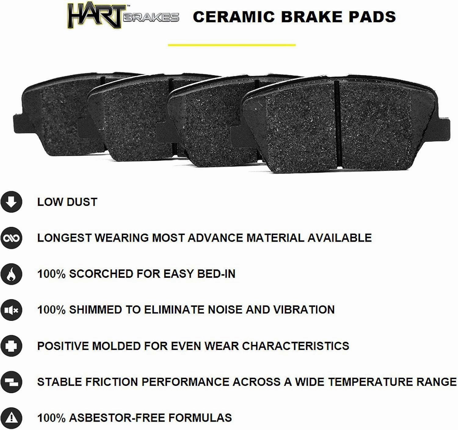 Hart Brakes Front Rear Brakes and Rotors Kit |Front Rear Brake Pads| Brake Rotors and Pads| Ceramic Brake Pads and Rotors |fits 2011-2015 Mini Cooper