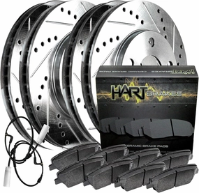 Hart Brakes Front Rear Brakes and Rotors Kit |Front Rear Brake Pads| Brake Rotors and Pads| Ceramic Brake Pads and Rotors |fits 2011-2015 Mini Cooper