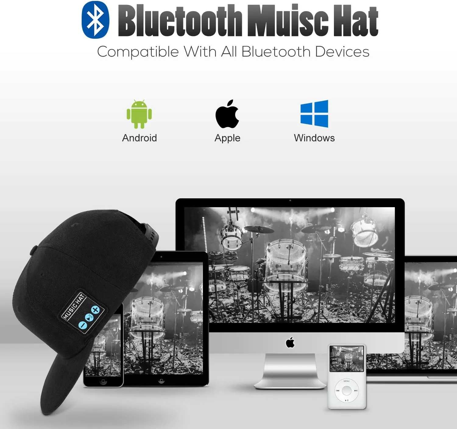 Hat with Bluetooth Speaker Adjustable Music Hat Bluetooth Cap for Outdoor Sports Baseball Cap, The Birthday Gifts for Men/Women/Boys/Girls
