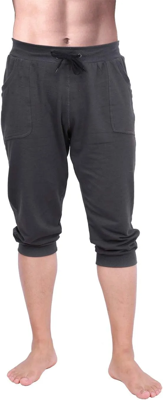 HDE Mens 3/4 Pants Workout Jogger Yoga Capri Shorts with Pockets for Running