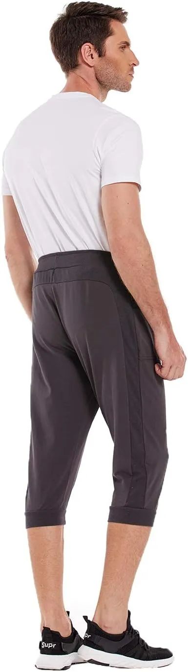 HDE Mens 3/4 Pants Workout Jogger Yoga Capri Shorts with Pockets for Running