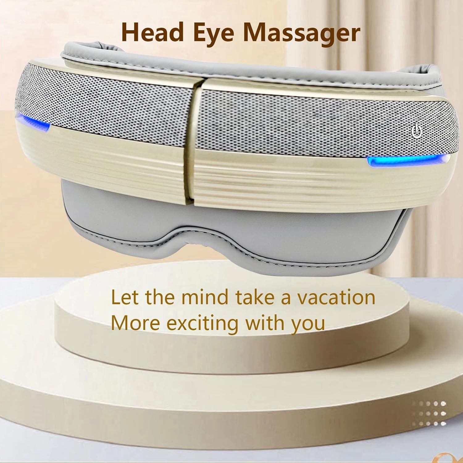 Head and Eye Massager, Air Bag, Vibration and Bluetooth Music, Forehead and Temple Massage, Eye Muscles Massage,180° Folding Design,5 Modes, Gifts for Friend, Mom and Dad