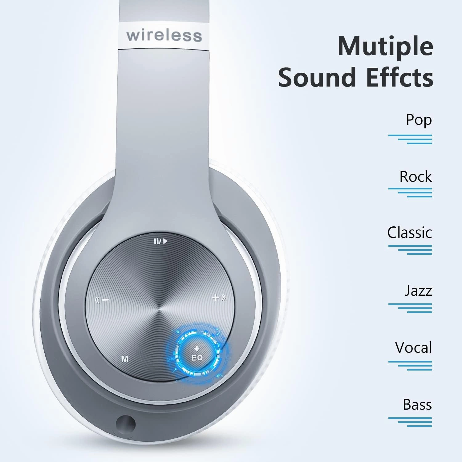 Headphones Wireless Bluetooth,60 Hours Playtime Foldable Lightweight Bluetooth Headphones Wireless Over Ear Wired Hi-Fi Stereo with 6 EQ Modes, Deep Bass Adjustable Headset with Mic, FM, TF for Adults
