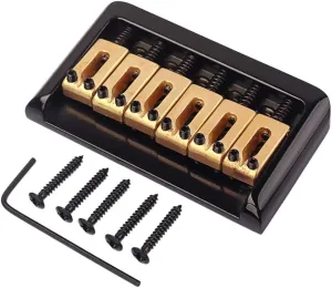 Healifty 6 Strings Electric Guitar Bridge Saddle Hard Tail Tailpiece Top Loading with Wrench Screws for Electric Guitar Parts (Black)