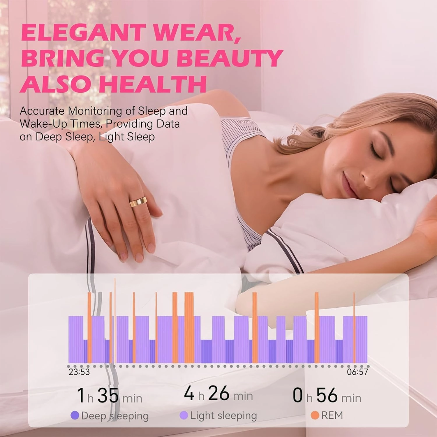 Health Tracker Smart Ring for Women - Fitness Sleep Blood Oxygen Monitor Steps Count
