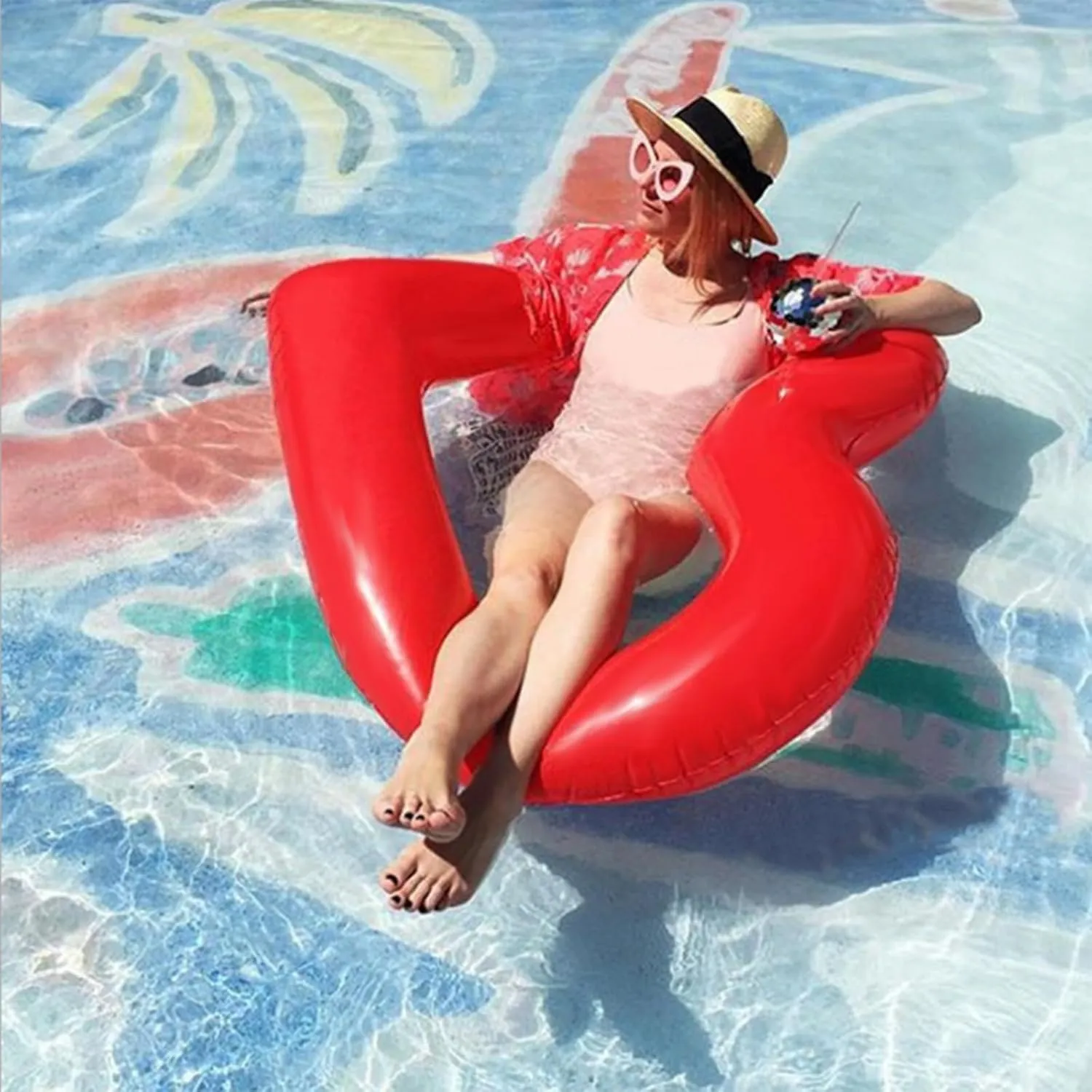 Heart Shaped Inflatable Pool Float, Large Love Heart Swimming Ring for Adults & Teens, PVC Inflatable Pool Tube Bachelorette Party Swim Rings for Summer, Beach, Lake, Couples, Photo Props