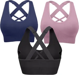 Heathyoga Adjustable High Impact Sports Bras for Women High Support Padded Workout Bras Strappy Sports Bra Pack for Yoga