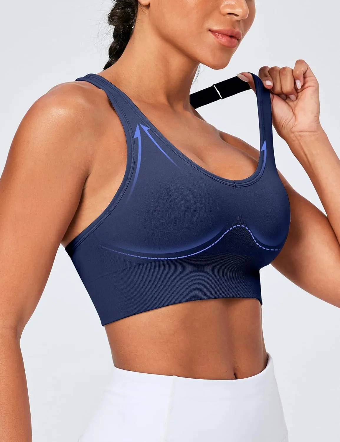 Heathyoga Adjustable High Impact Sports Bras for Women High Support Padded Workout Bras Strappy Sports Bra Pack for Yoga