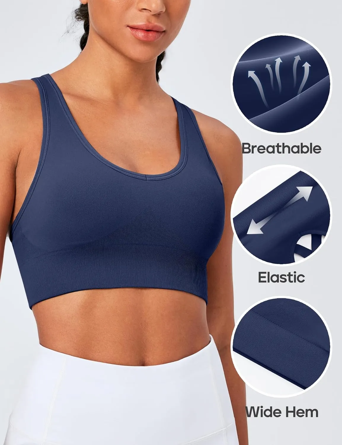 Heathyoga Adjustable High Impact Sports Bras for Women High Support Padded Workout Bras Strappy Sports Bra Pack for Yoga
