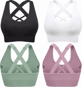 Heathyoga Adjustable High Impact Sports Bras for Women High Support Padded Workout Bras Strappy Sports Bra Pack for Yoga