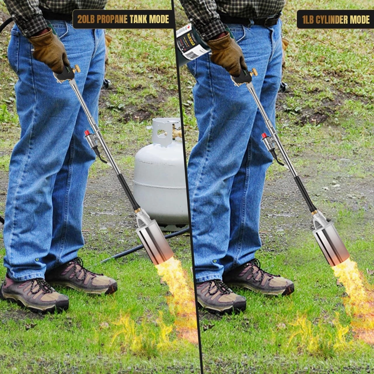 Heavy Duty Weed Torch Propane Burner with Storage Bag, High Output 1,200,000 BTU Blow Torch with 8.8FT Hose, Portable Flame Weeder with Igniter for Garden Wood Roofing Snow Road Charcoal Start