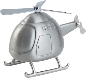 Helicopter Coin Bank Airplane Models Piggy Bank for Coin Saver Vintage Piggy Bank for Boys Alloy Helicopter Figure Coin Safe Bank Adult Gifts European Style Shelf Office, 14.5*10.8cm, Silver