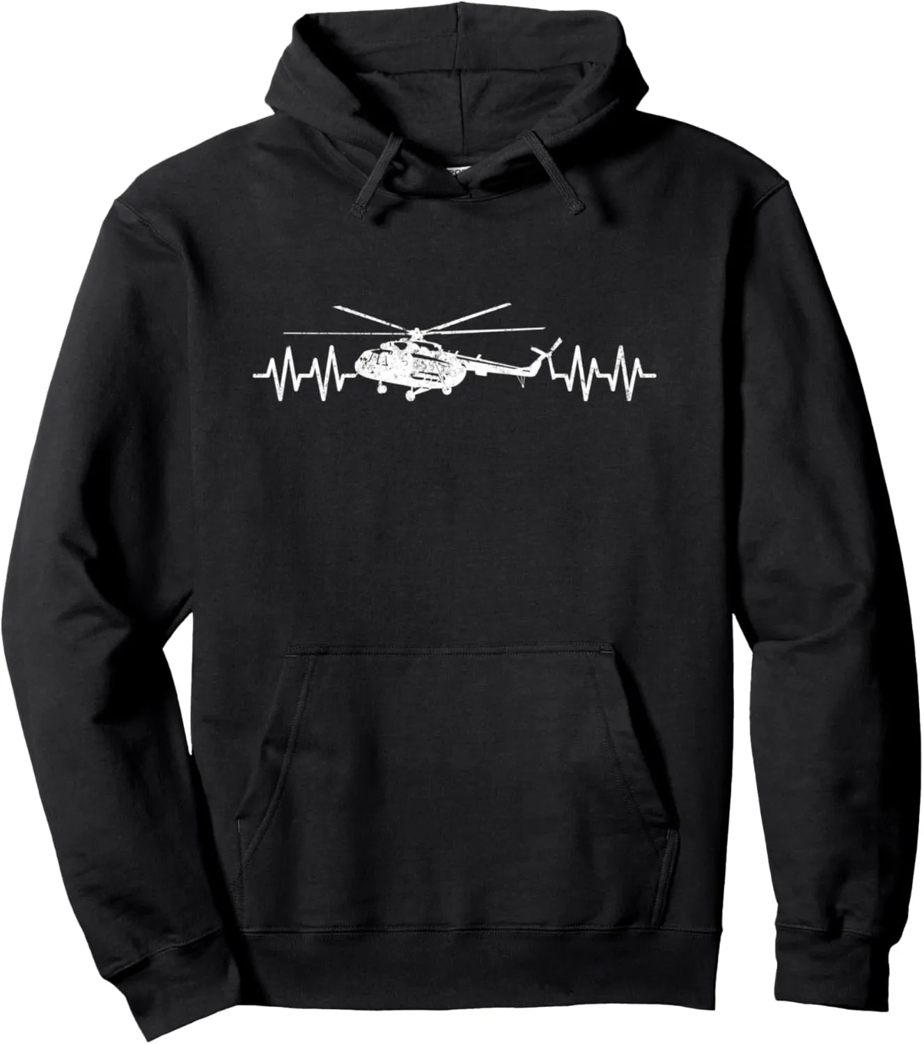 Helicopter Heartbeat Helicopter Flying Aviator Vintage Pilot Pullover Hoodie