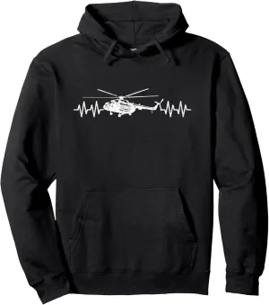 Helicopter Heartbeat Helicopter Flying Aviator Vintage Pilot Pullover Hoodie